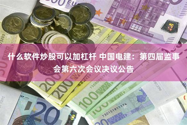 什么软件炒股可以加杠杆 中国电建：第四届监事会第六次会议决议公告